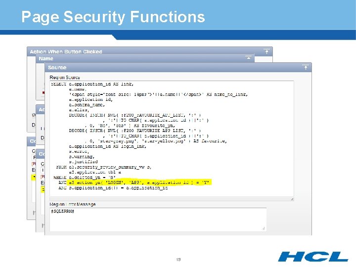 Page Security Functions 19 