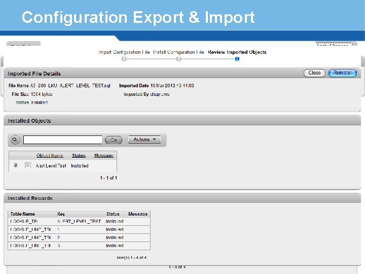 Configuration Export & Import § Configuration Export, by § Object type or specific object