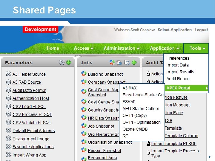 Shared Pages § Original plan was to include a set of administration pages in