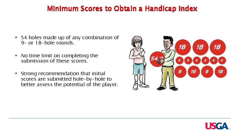 Minimum Scores to Obtain a Handicap Index • 54 holes made up of any