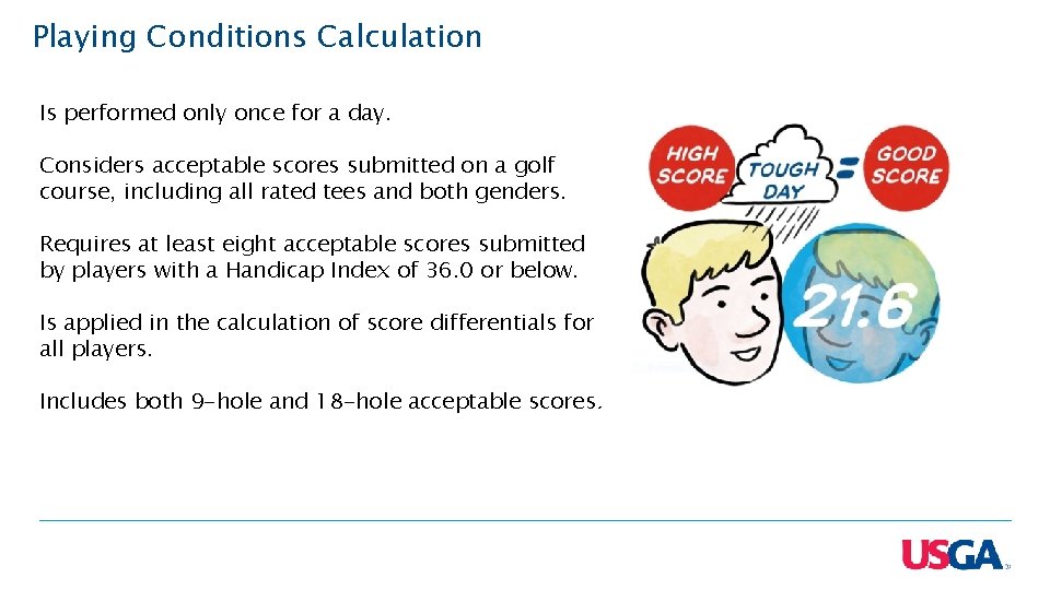Playing Conditions Calculation Is performed only once for a day. Considers acceptable scores submitted