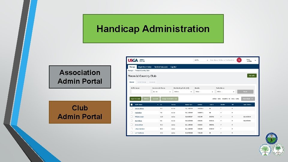 Handicap Administration Association Admin Portal Club Admin Portal 