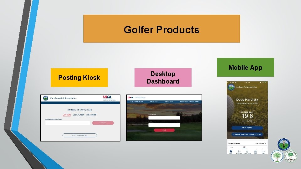 Golfer Products Posting Kiosk Desktop Dashboard Mobile App 