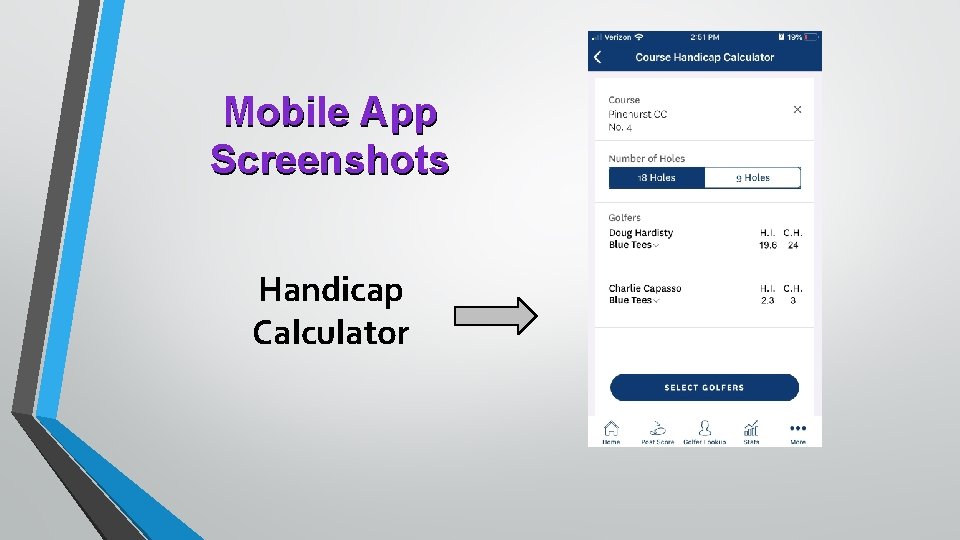 Mobile App Screenshots Handicap Calculator 