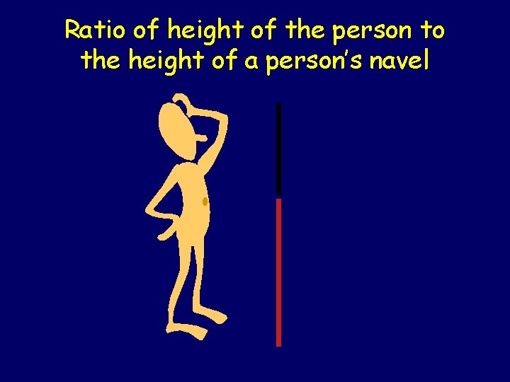 Ratio of height of the person to the height of a person’s navel 