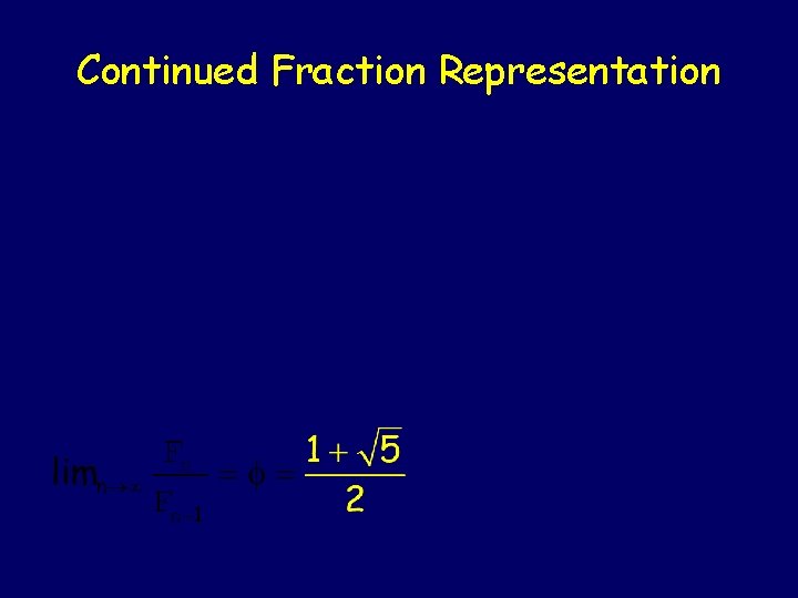 Continued Fraction Representation 