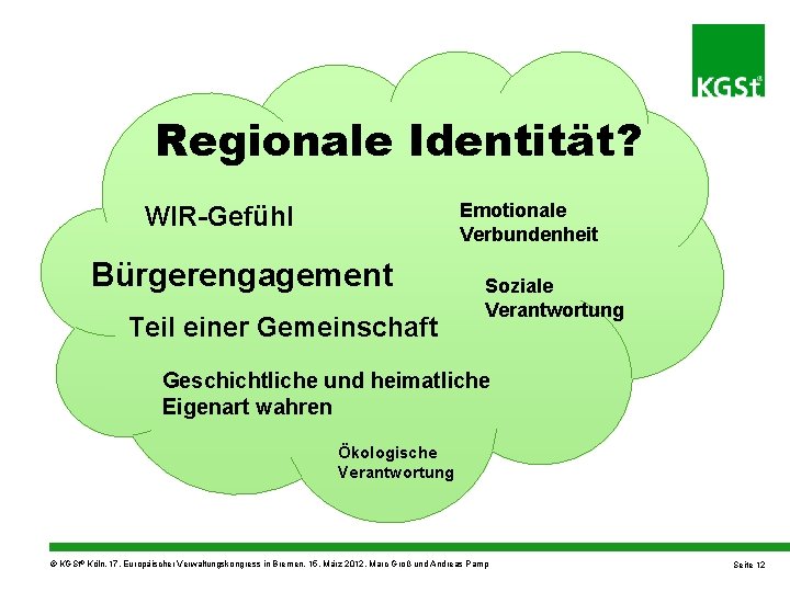 Regionale Identität? Emotionale Verbundenheit WIR-Gefühl Bürgerengagement Teil einer Gemeinschaft Soziale Verantwortung Geschichtliche und heimatliche