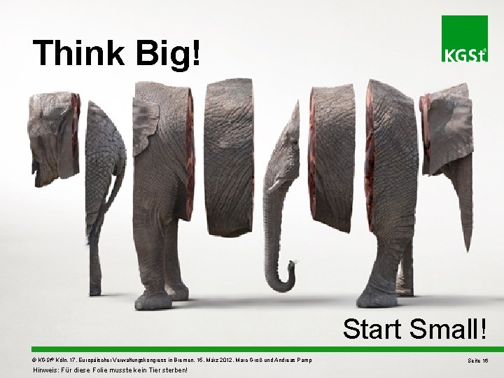 Think Big! Start Small! © KGSt® Köln, 17. Europäischer Verwaltungskongress in Bremen, 15. März