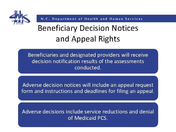 Beneficiary Decision Notices and Appeal Rights Beneficiaries and designated providers will receive decision notification