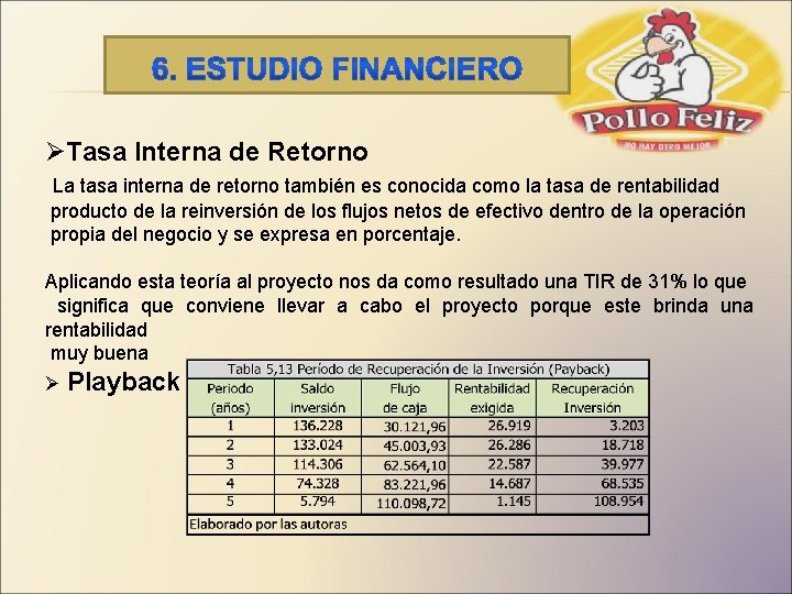 ØTasa Interna de Retorno La tasa interna de retorno también es conocida como la