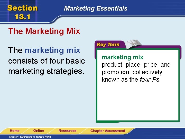 The Marketing Mix The marketing mix consists of four basic marketing strategies. marketing mix The Marketing Mix The marketing mix consists of four basic marketing strategies. marketing mix