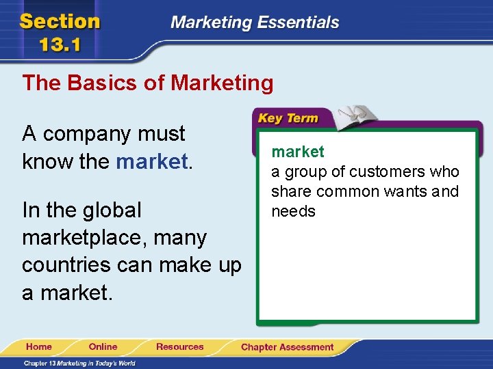 The Basics of Marketing A company must know the market. In the global marketplace, The Basics of Marketing A company must know the market. In the global marketplace,