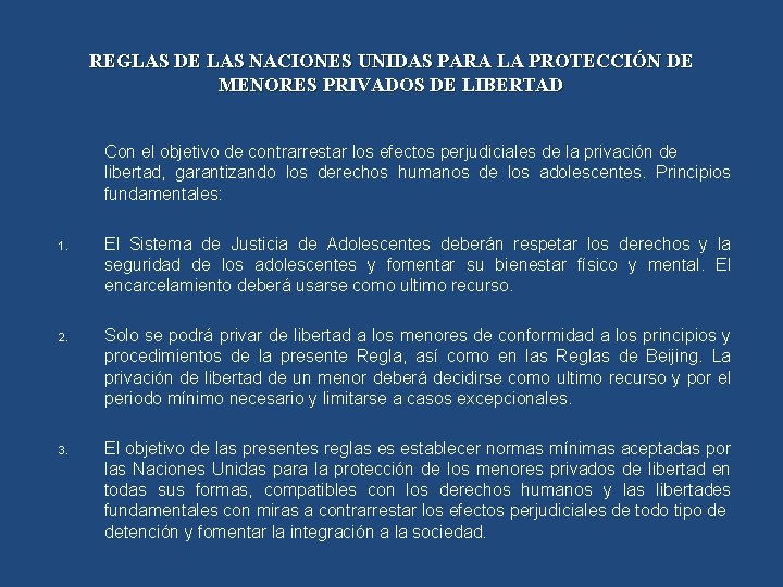 REGLAS DE LAS NACIONES UNIDAS PARA LA PROTECCIÓN DE MENORES PRIVADOS DE LIBERTAD Con
