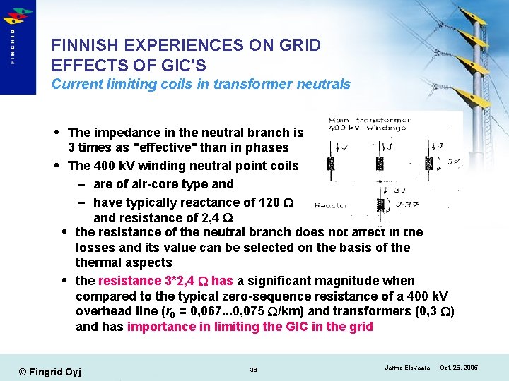 FINNISH EXPERIENCES ON GRID EFFECTS OF GIC'S Current limiting coils in transformer neutrals The