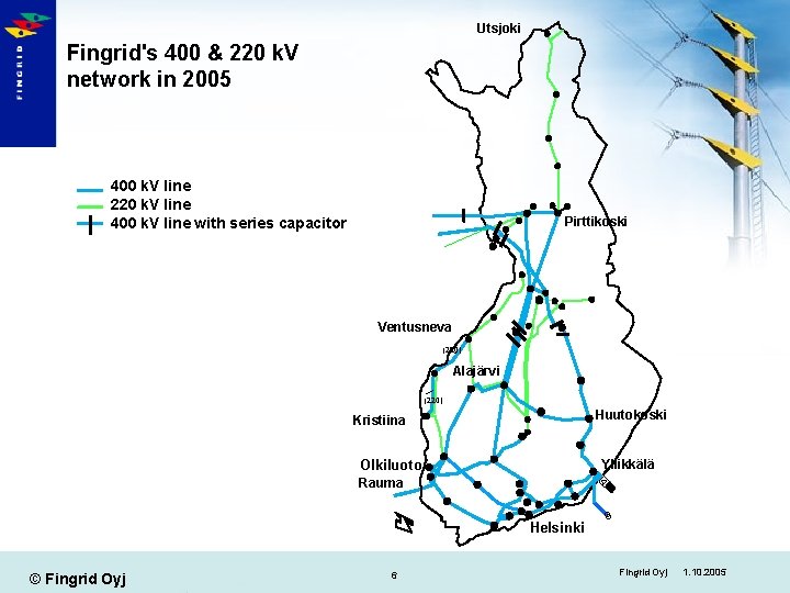 Utsjoki Fingrid's 400 & 220 k. V network in 2005 400 k. V line