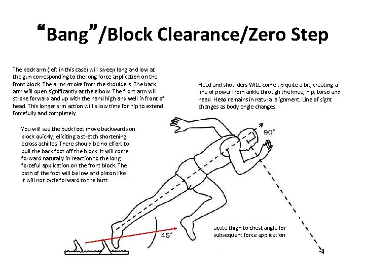 “Bang”/Block Clearance/Zero Step The back arm (left in this case) will sweep long and “Bang”/Block Clearance/Zero Step The back arm (left in this case) will sweep long and