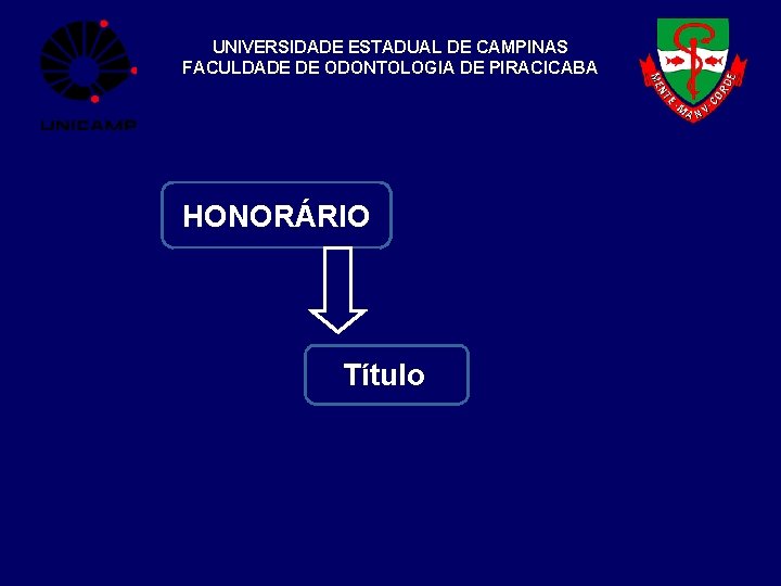 UNIVERSIDADE ESTADUAL DE CAMPINAS FACULDADE DE ODONTOLOGIA DE PIRACICABA HONORÁRIO Título 