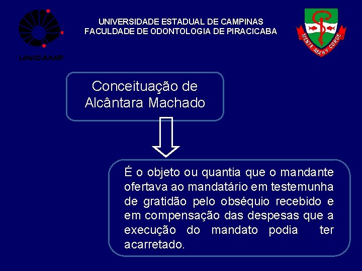 UNIVERSIDADE ESTADUAL DE CAMPINAS FACULDADE DE ODONTOLOGIA DE PIRACICABA Conceituação de Alcântara Machado É