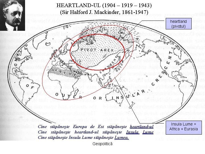 HEARTLAND-UL (1904 – 1919 – 1943) (Sir Halford J. Mackinder, 1861 -1947) heartland (pivotul)