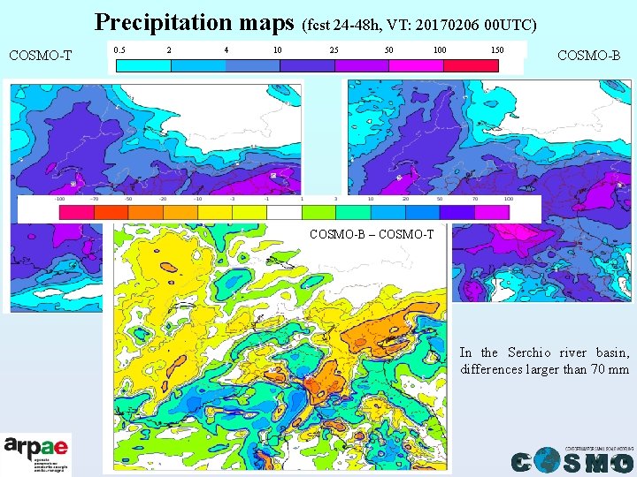 Precipitation maps (fcst 24 -48 h, VT: 20170206 00 UTC) COSMO-T 0. 5 2