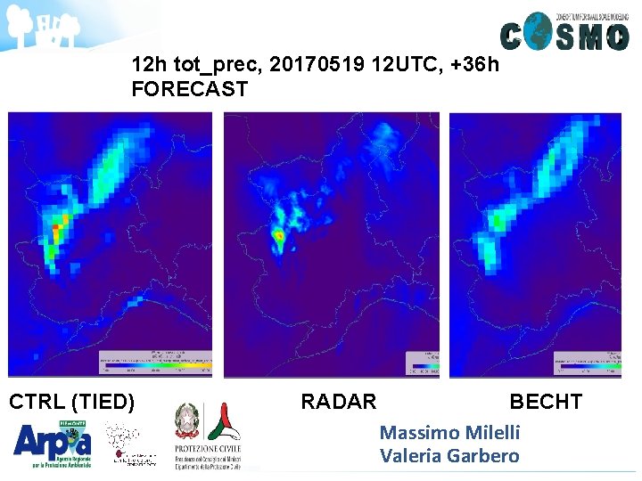 12 h tot_prec, 20170519 12 UTC, +36 h FORECAST CTRL (TIED) RADAR BECHT Massimo
