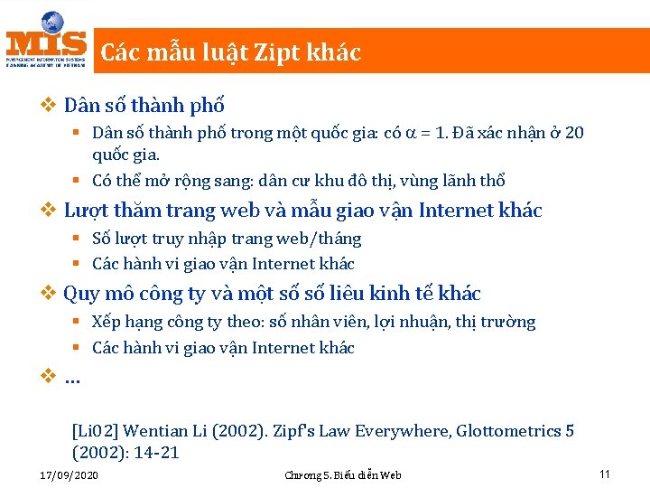 Các mẫu luật Zipt khác v Dân số thành phố § Dân số thành