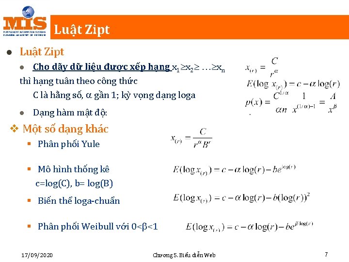 Luật Zipt l Luật Zipt Cho dãy dữ liệu được xếp hạng x 1