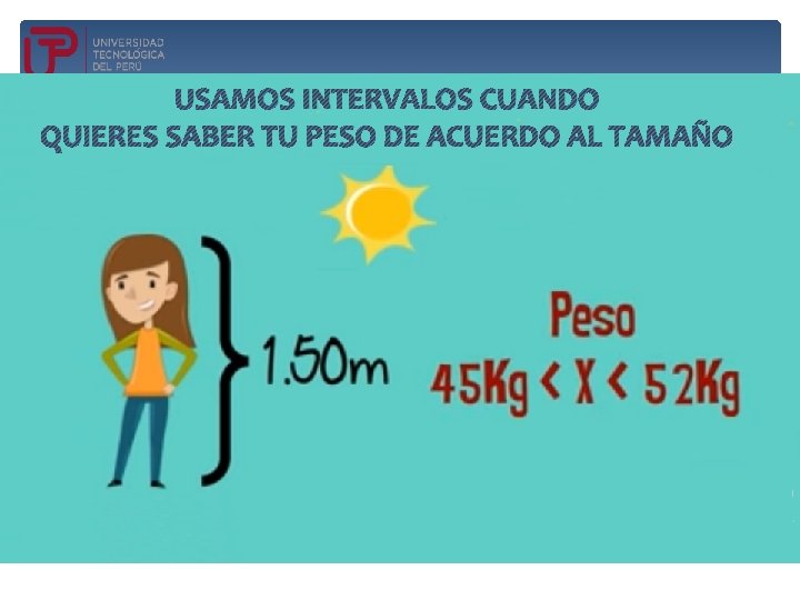 USAMOS INTERVALOS CUANDO QUIERES SABER TU PESO DE ACUERDO AL TAMAÑO 