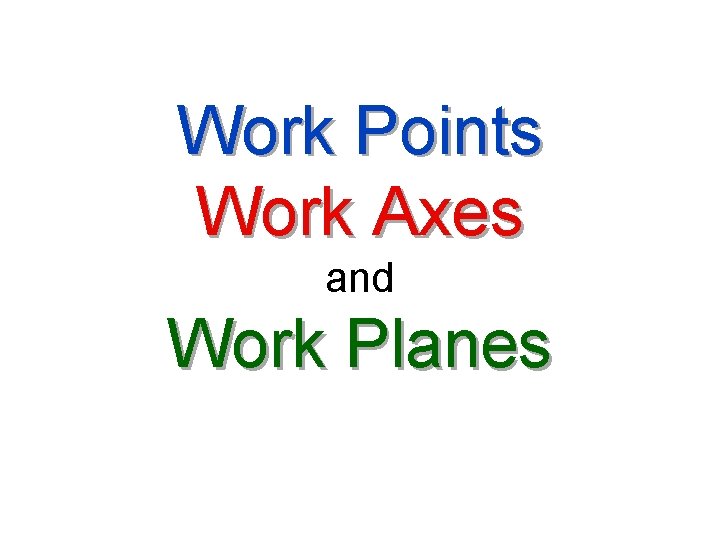 Work Points Work Axes and Work Planes 