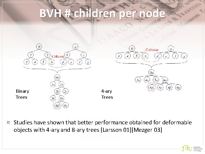 BVH # children per node Binary Trees 4 -ary Trees Studies have shown that