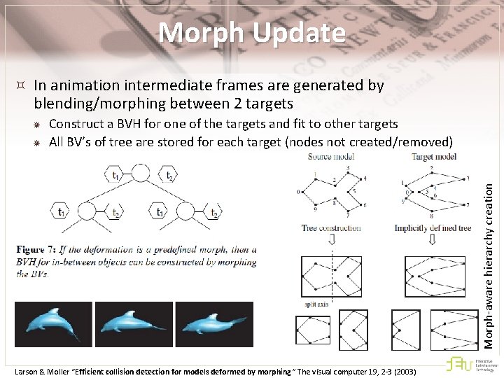 Morph Update In animation intermediate frames are generated by blending/morphing between 2 targets ¯