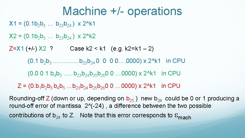 Machine +/- operations X 1 = (0. 1 b 2 b 3 … b
