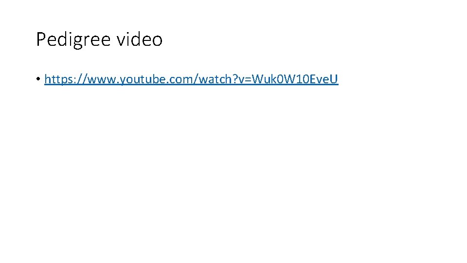 Pedigree video • https: //www. youtube. com/watch? v=Wuk 0 W 10 Eve. U Pedigree video • https: //www. youtube. com/watch? v=Wuk 0 W 10 Eve. U