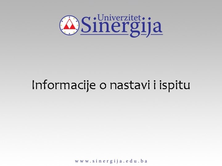 Informacije o nastavi i ispitu 