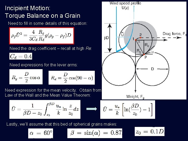 Incipient Motion: Torque Balance on a Grain Need to fill in some details of