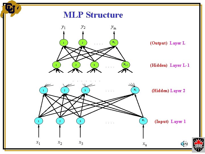 MLP Structure y 2 y 1 1 1 2 ym. . 2 3 NL