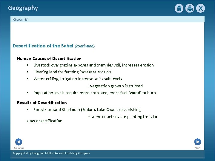 Geography Chapter 18 Desertification of the Sahel {continued} Human Causes of Desertification • Livestock