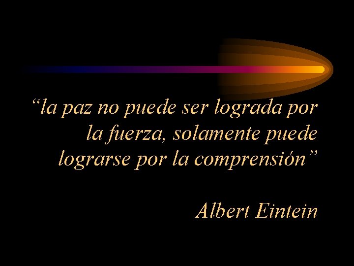 “la paz no puede ser lograda por la fuerza, solamente puede lograrse por la