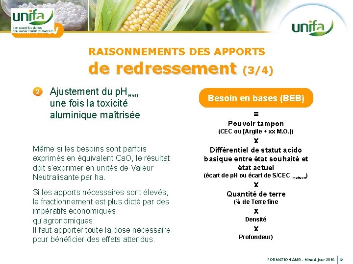 CHAPITRE IV RAISONNEMENTS DES APPORTS de redressement (3/4) 2 Ajustement du p. Heau une