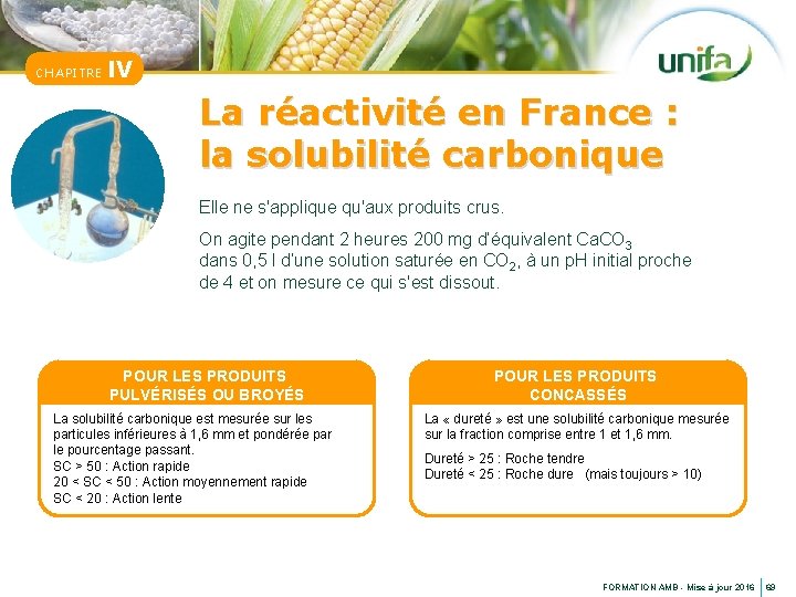 CHAPITRE IV La réactivité en France : la solubilité carbonique Elle ne s'applique qu'aux