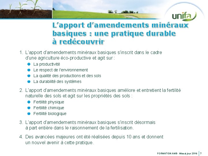 L’apport d’amendements minéraux basiques : une pratique durable à redécouvrir 1. L’apport d’amendements minéraux