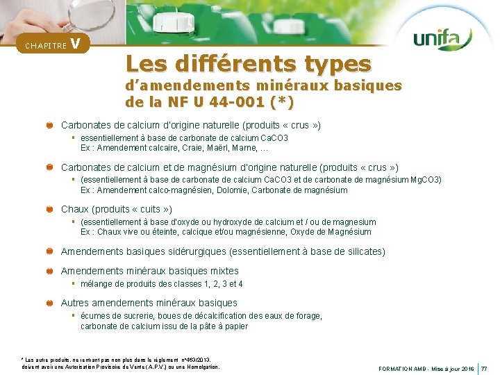 CHAPITRE V Les différents types d’amendements minéraux basiques de la NF U 44 -001