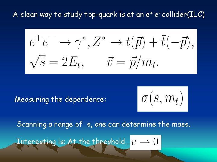 A clean way to study top-quark is at an e+ e- collider(ILC) Measuring the