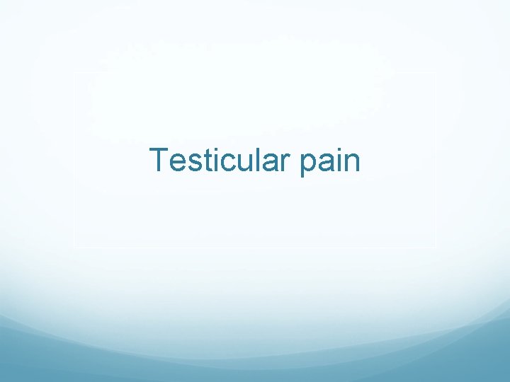 Testicular pain 