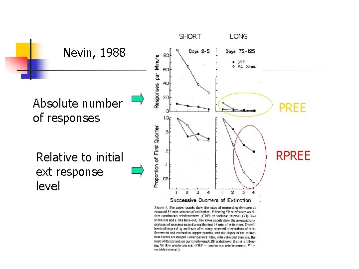 SHORT LONG Nevin, 1988 Absolute number of responses PREE Relative to initial ext response