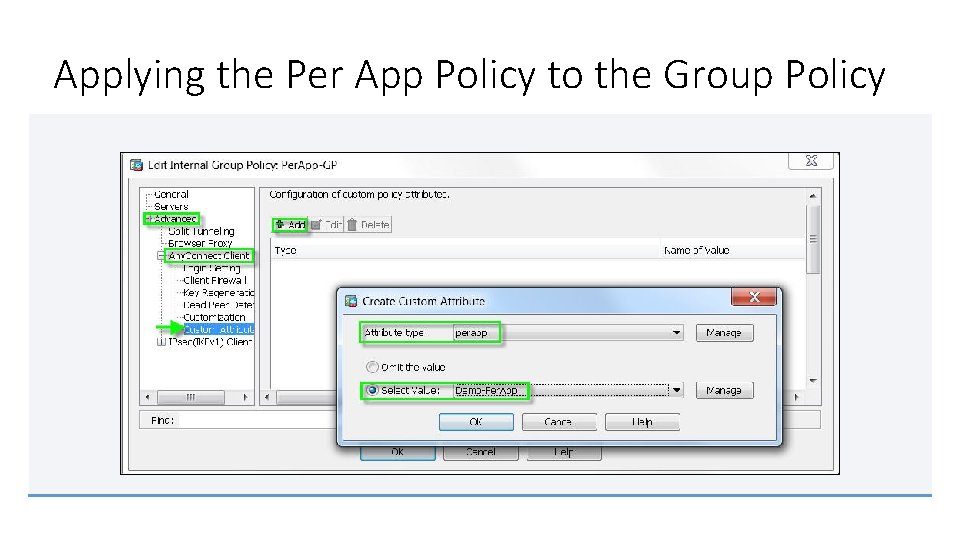 Applying the Per App Policy to the Group Policy 