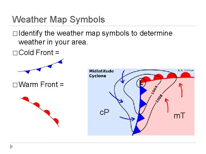 Weather Map Symbols � Identify the weather map symbols to determine weather in your
