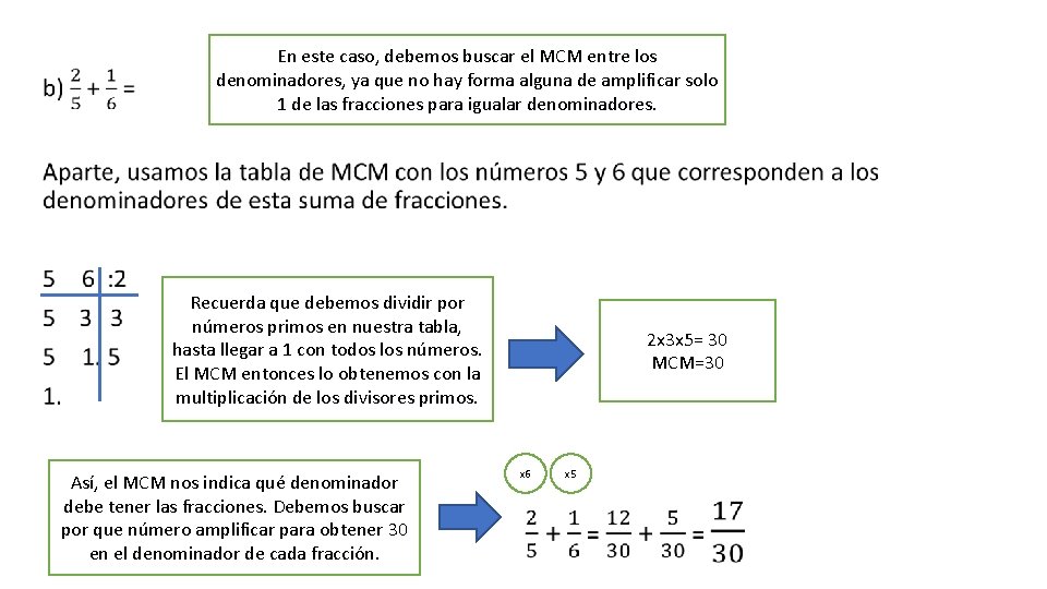  • En este caso, debemos buscar el MCM entre los denominadores, ya que