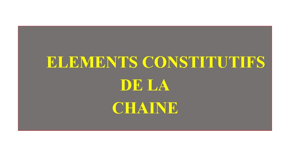 ELEMENTS CONSTITUTIFS DE LA CHAINE ELEMENTS CONSTITUTIFS DE LA CHAINE