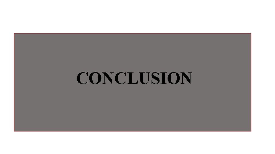 CONCLUSION CONCLUSION